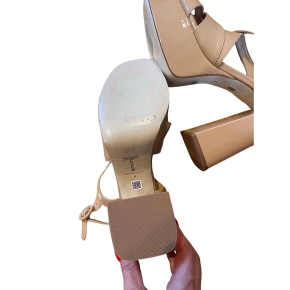 Larroude Bee Platform Sandel in beige patent leather size 9 - Picture 14 of 16